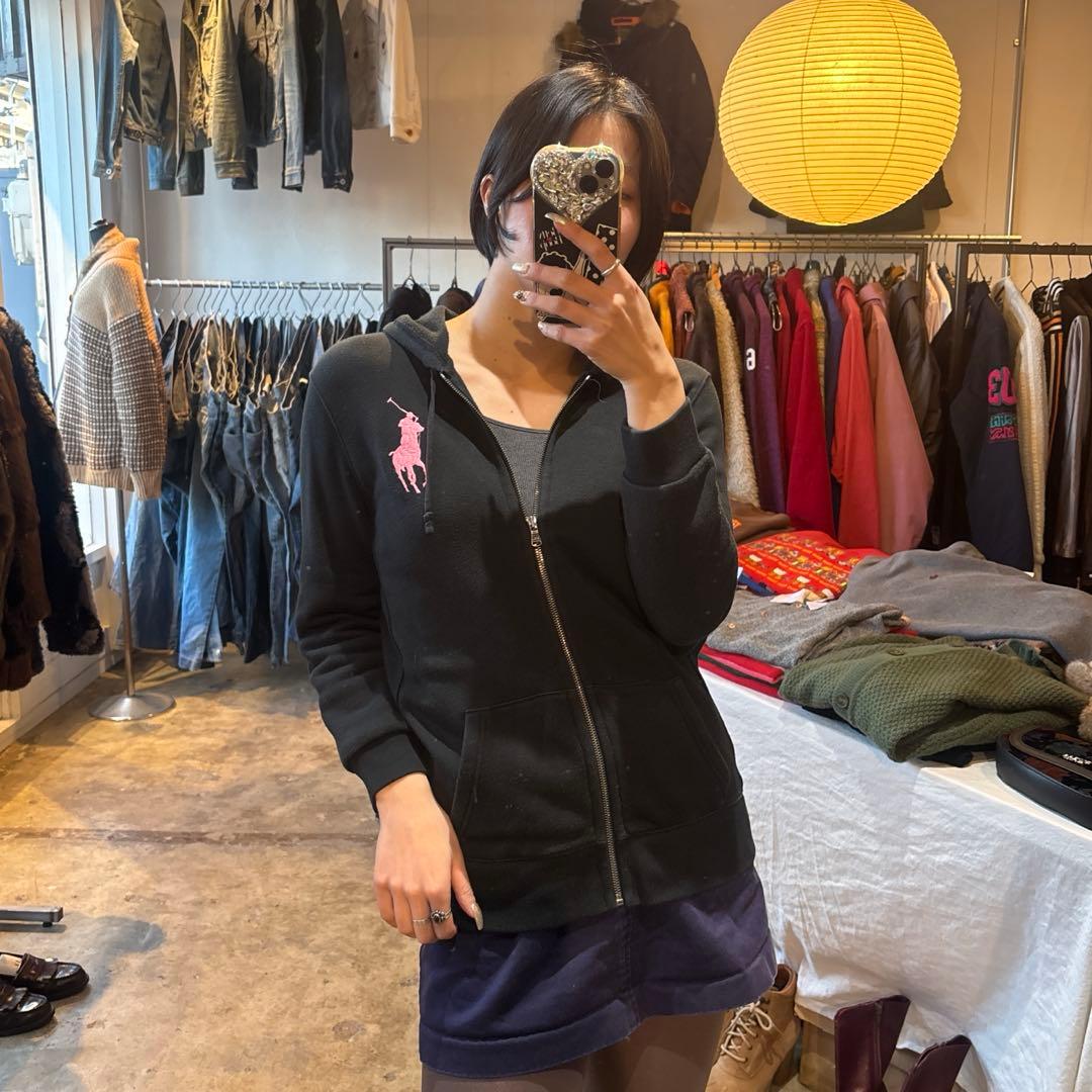 Ralph Lauren big piny hoodie black×pink