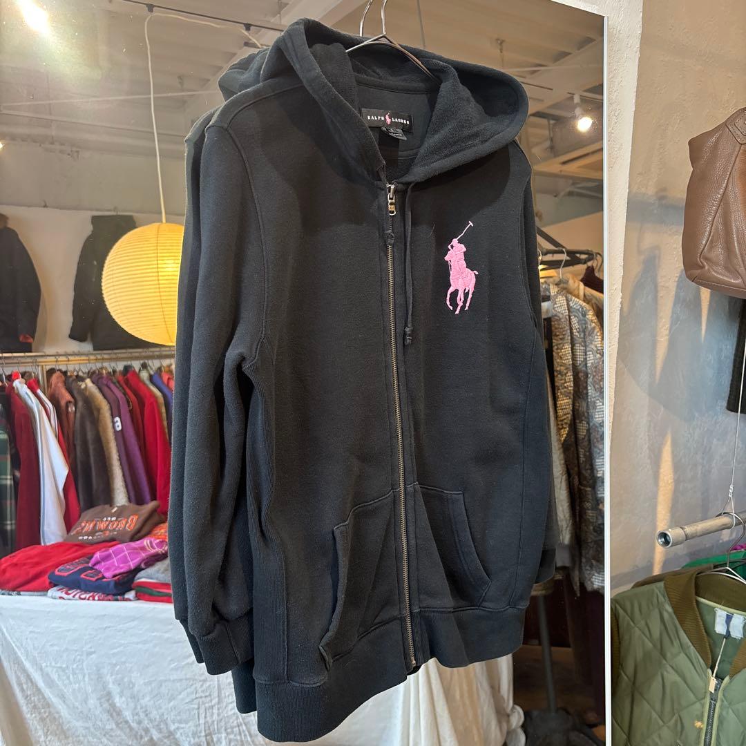 Ralph Lauren big piny hoodie black×pink