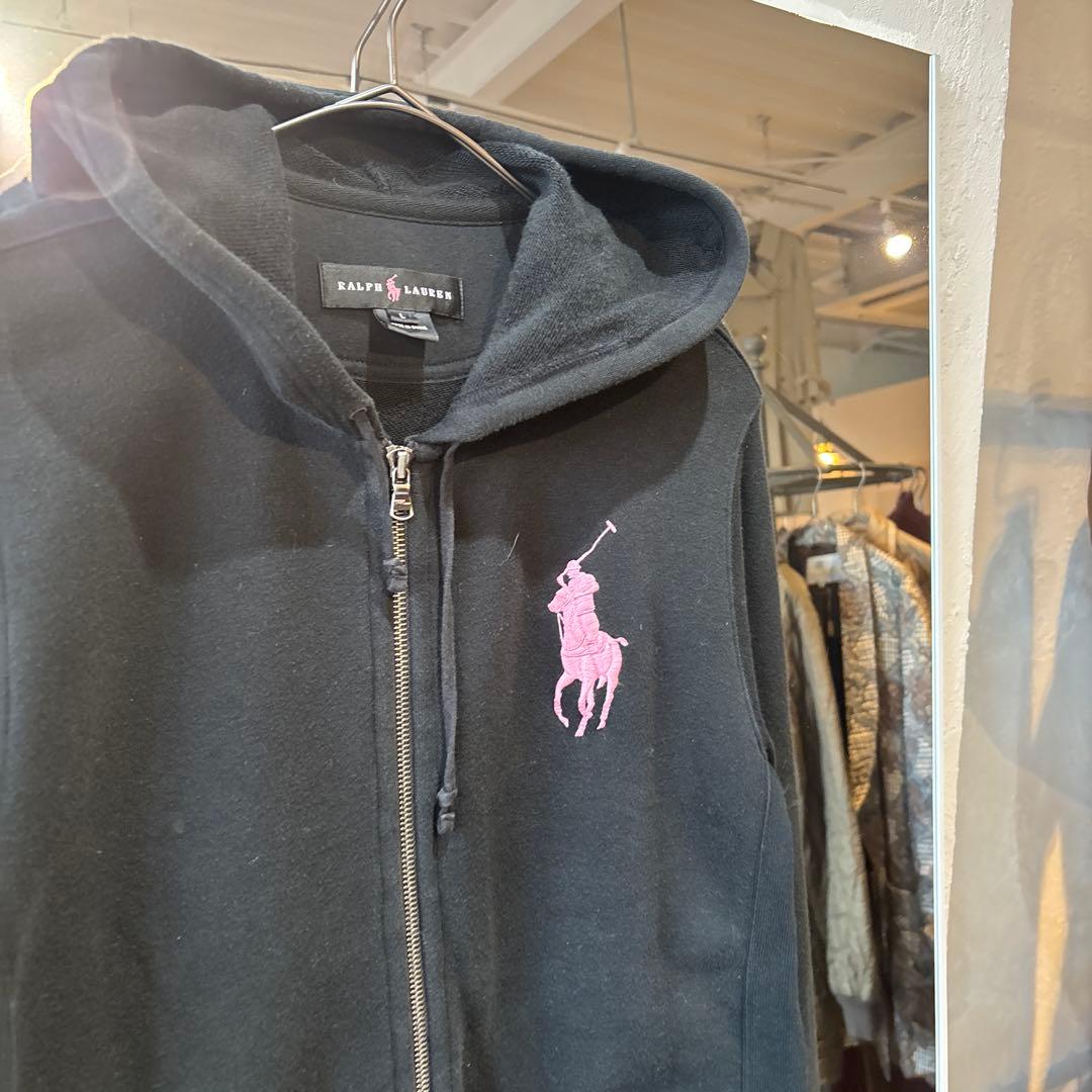 Ralph Lauren big piny hoodie black×pink
