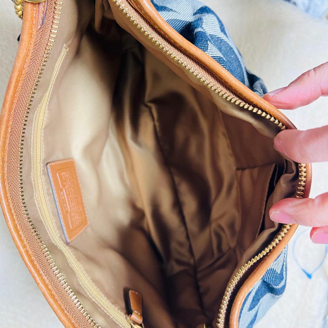 ✨美品 ✨COACH コーチ シグネチャー デニム レザー ワンショルダーバッグ