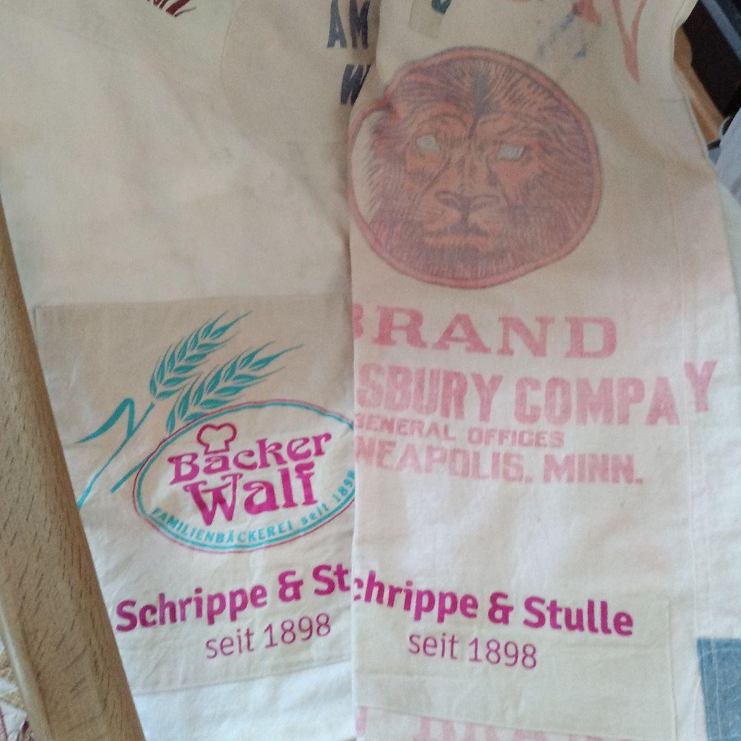 古布粉袋リメイク☆ライオンブランド粉袋☆ヴィンテージエコバッグ☆ゆったりパンツ