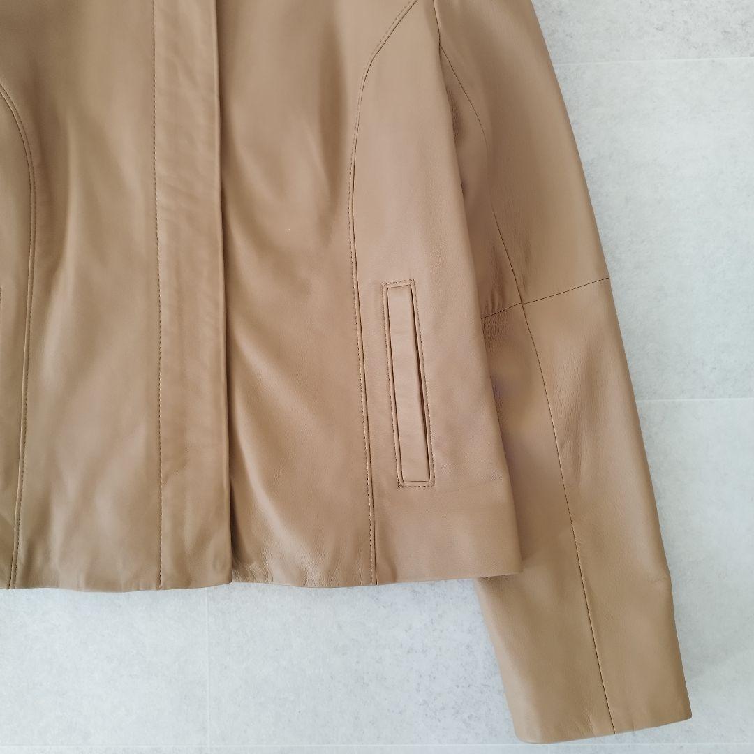 美品！ アンタイトル ライダースジャケット ラムレザー ノーカラー