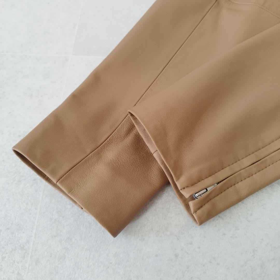 美品！ アンタイトル ライダースジャケット ラムレザー ノーカラー