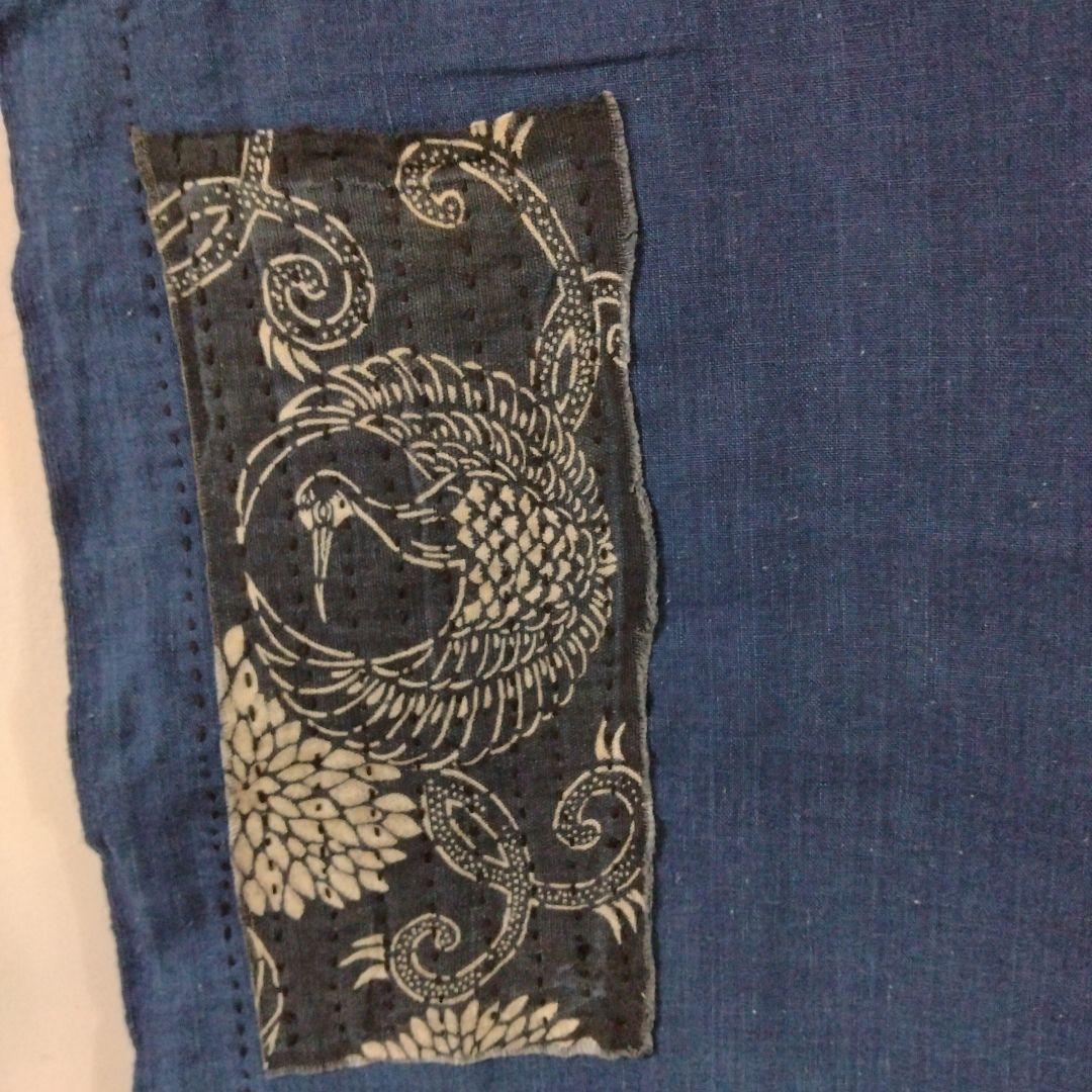 古布　襤褸　ストール　刺し子　パッチワーク 　雪ん子　藍染　型染　籠カバー　柿渋