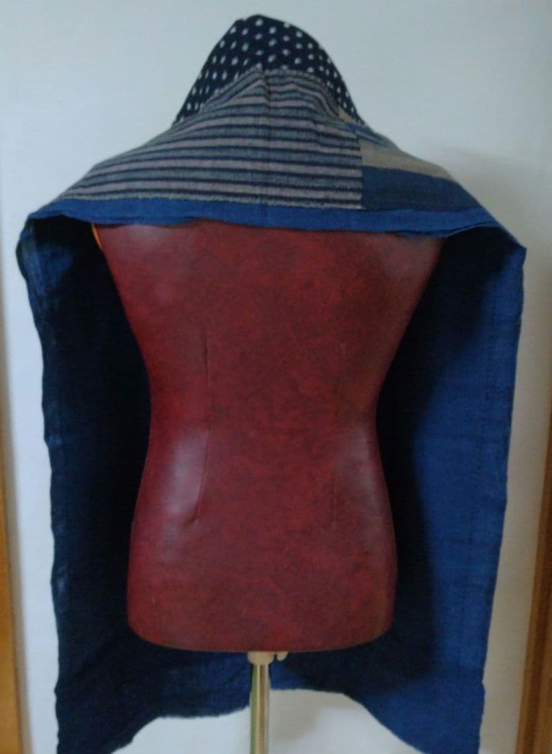 古布　襤褸　ストール　刺し子　パッチワーク 　雪ん子　藍染　型染　籠カバー　柿渋