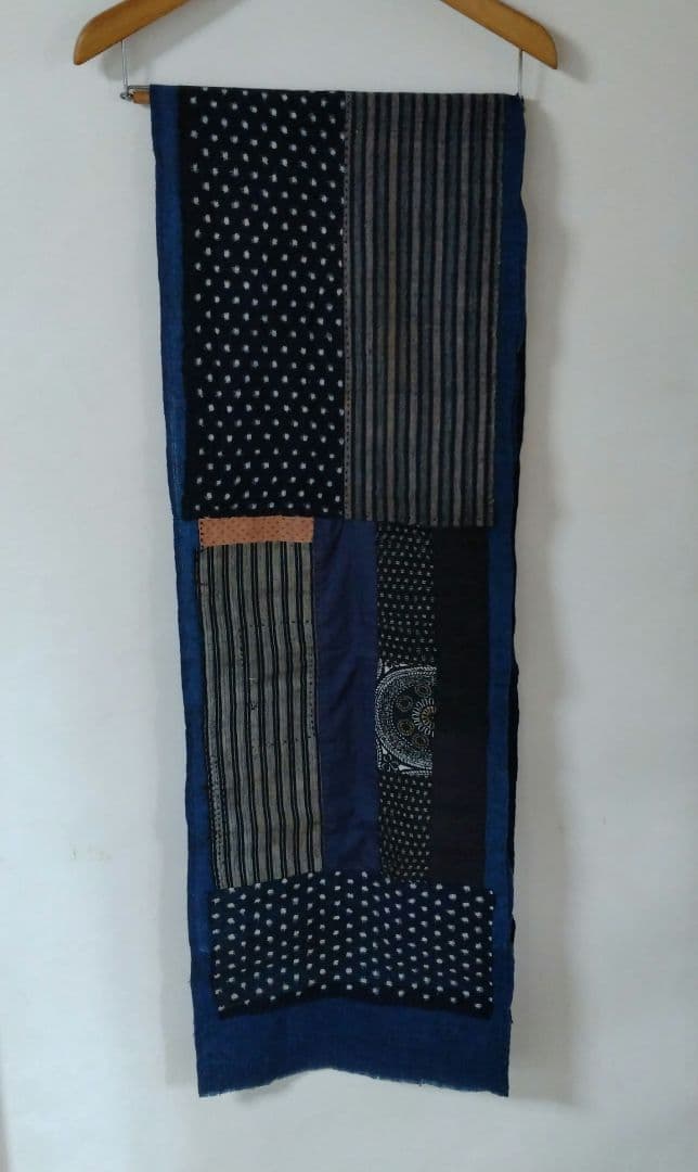 古布　襤褸　ストール　刺し子　パッチワーク 　雪ん子　藍染　型染　籠カバー　柿渋