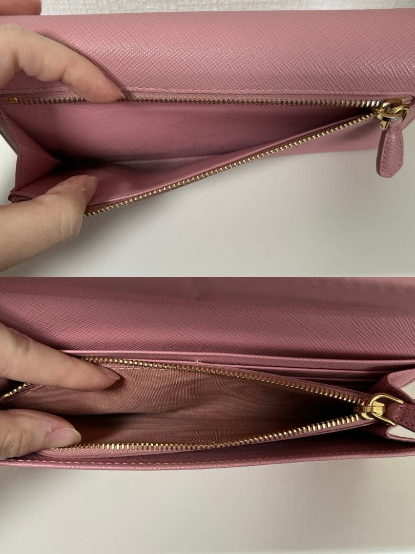 PRADA プラダ サフィアーノ レザー フラップ ピンク メタルロゴ 長財布