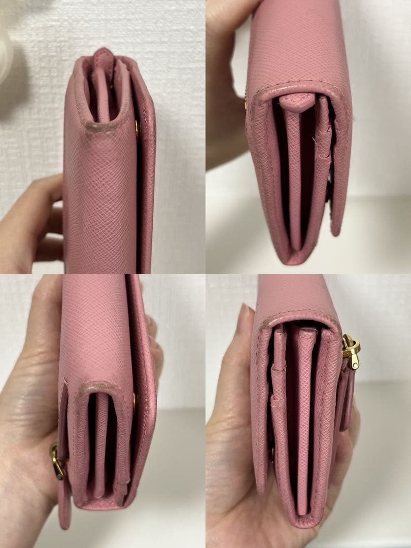 PRADA プラダ サフィアーノ レザー フラップ ピンク メタルロゴ 長財布
