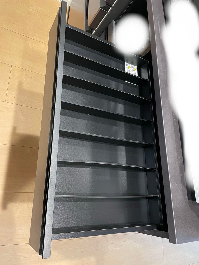 （オレオ）ニトリ　リリガーレ　120 黒の木製キッチン収納引き出し付き