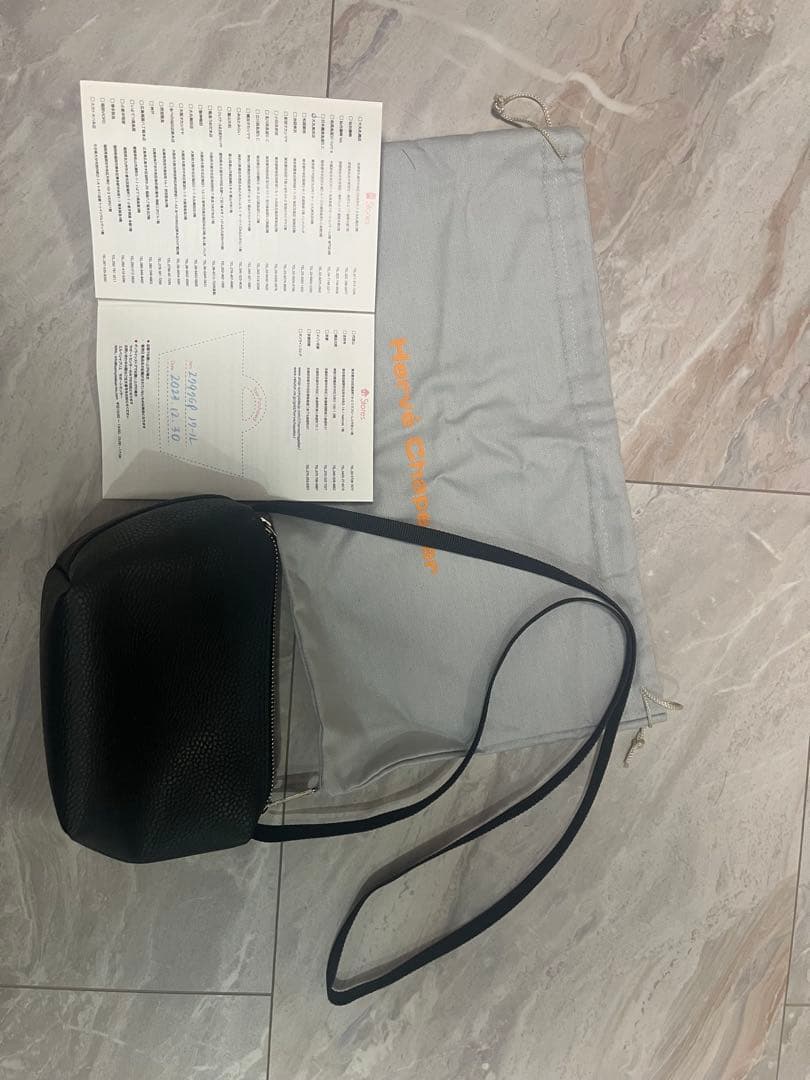 Hervé Chapelier ブラックショルダーバッグ