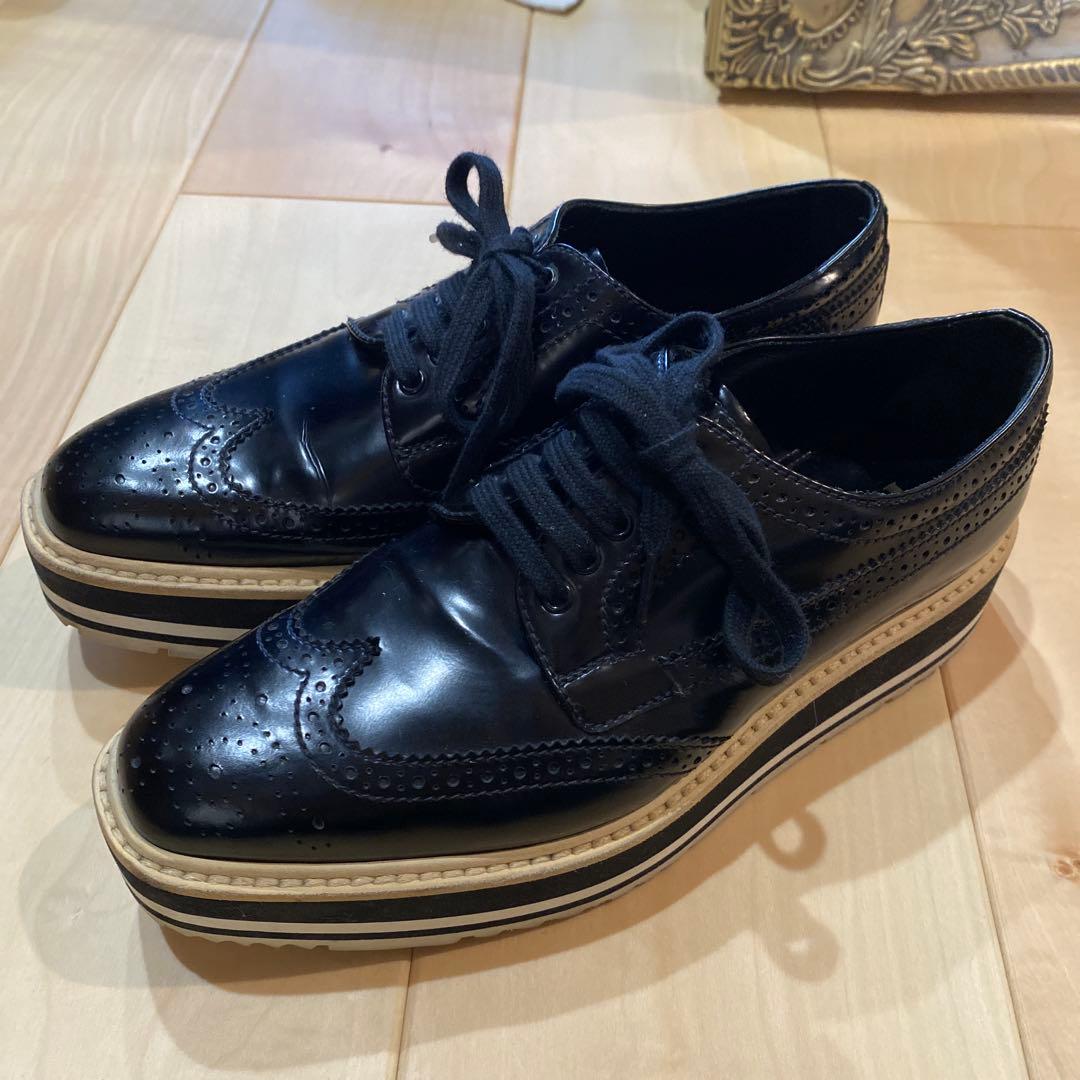 PRADA ウィングチップ レースアップシューズ　36