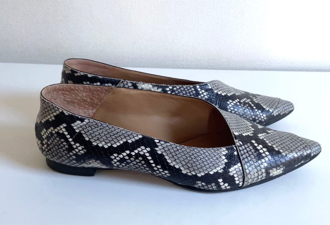 LAURENCEロランス パイソンフラットパンプス38