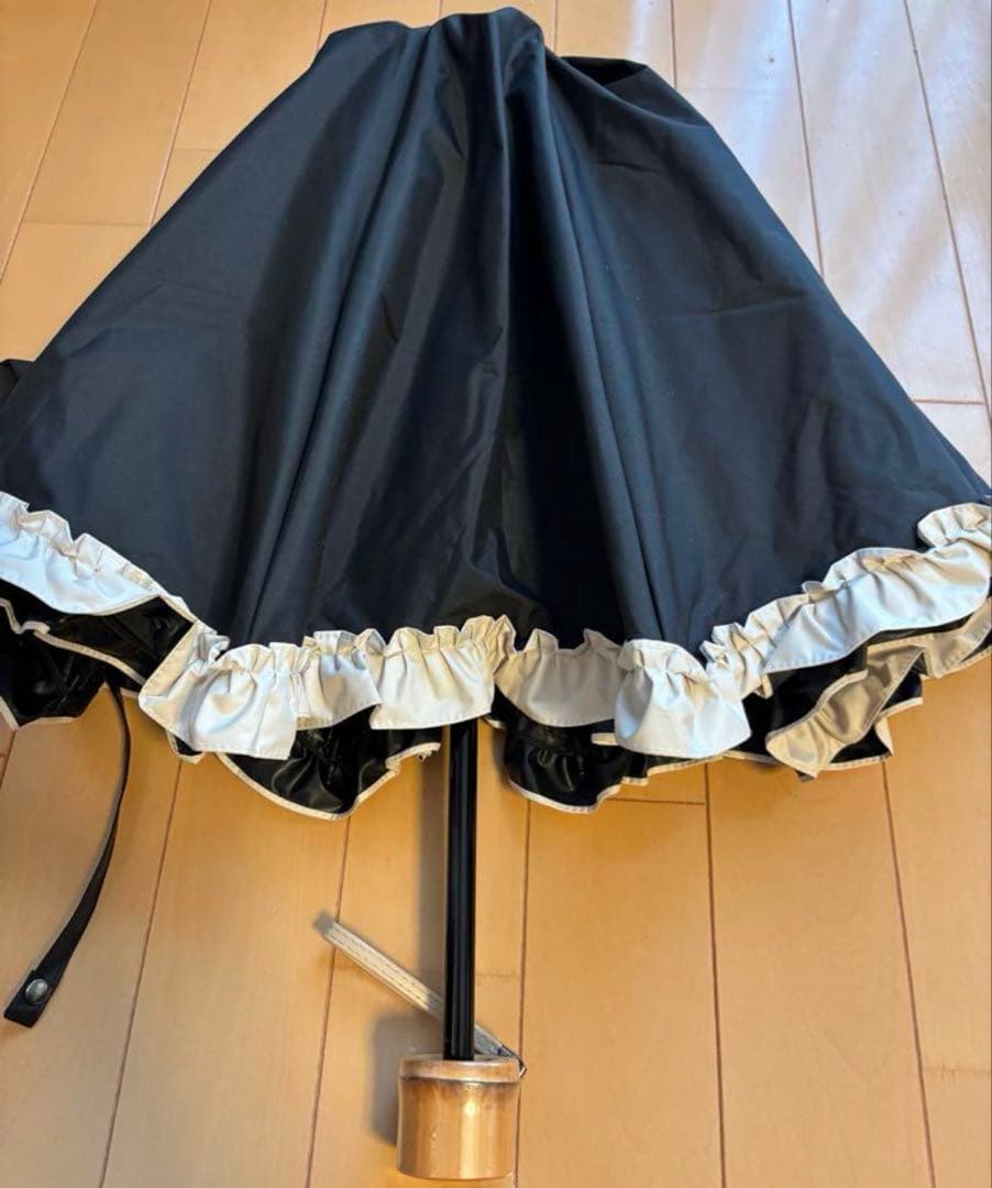 芦屋ロサブラン折りたたみ日傘　ブラック×ベージュ