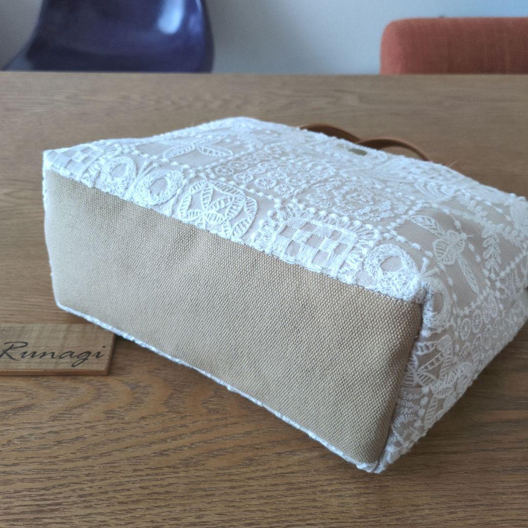 あおりポケットの巾着バッグ＊ミナペルホネン foresttile