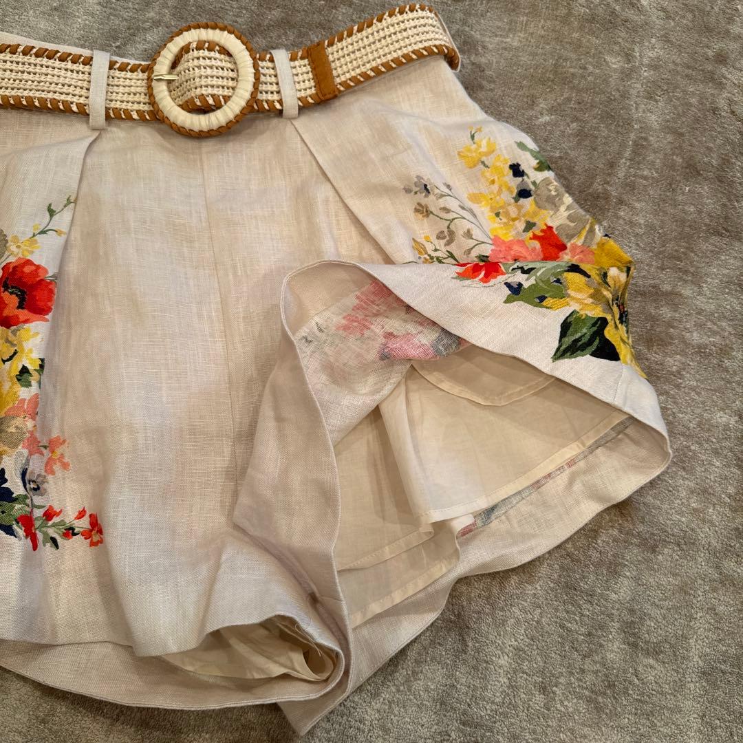 ジマーマン Zimmer mann 花柄リネンショートパンツ ベージュ