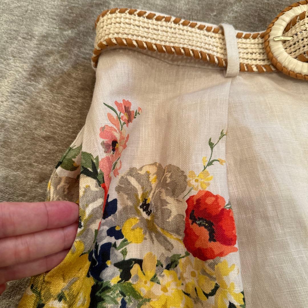 ジマーマン Zimmer mann 花柄リネンショートパンツ ベージュ