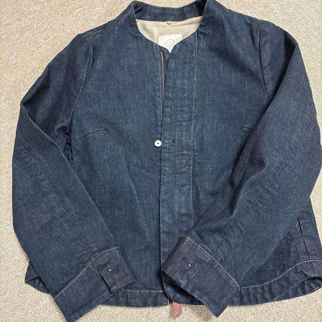 美品パラスパレス　ストレッチデニムボトル衿ブルゾン ネイビー　サイズ2