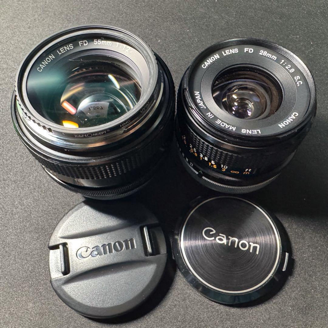 フィルムカメラ Canon FD 55mm 1:1.2 + FD28mm F2.8 S.C.