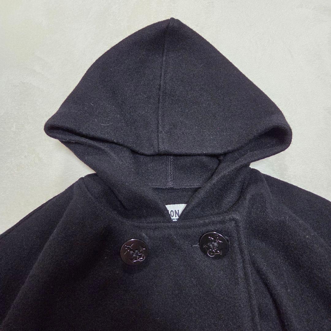 [美品]Schott ウールポンチョ ケープ フード付き ダブル M　ブラック