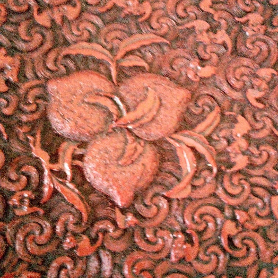 中国古玩　大清乾隆年製　堆朱　菓子鉢　唐草蝙蝠模様