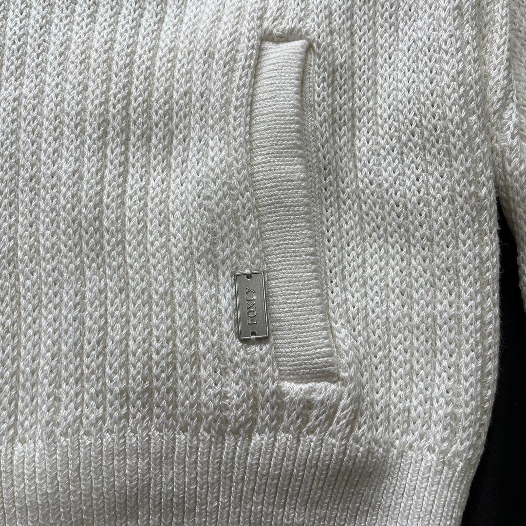 フォクシー HoodieFanニットパーカー ダブルジップ 38676　ロゴ