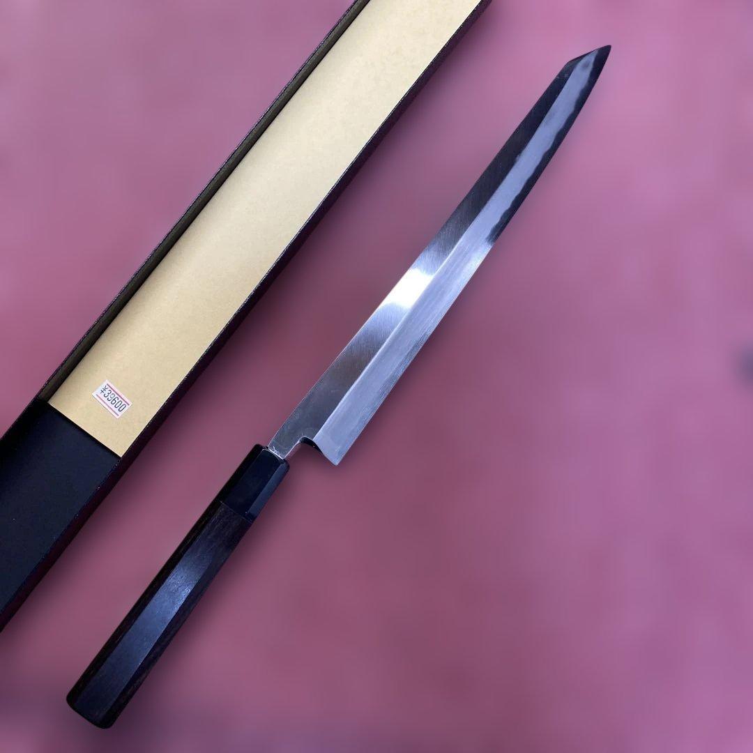 青二鋼　勘所切付柳刃包丁　300㎜ 尺0寸