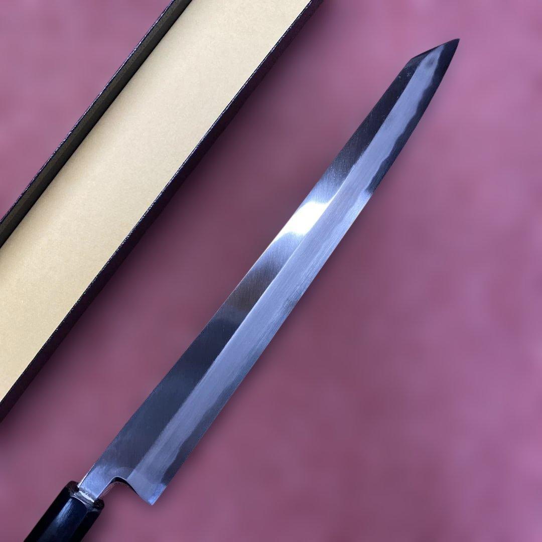 青二鋼　勘所切付柳刃包丁　300㎜ 尺0寸