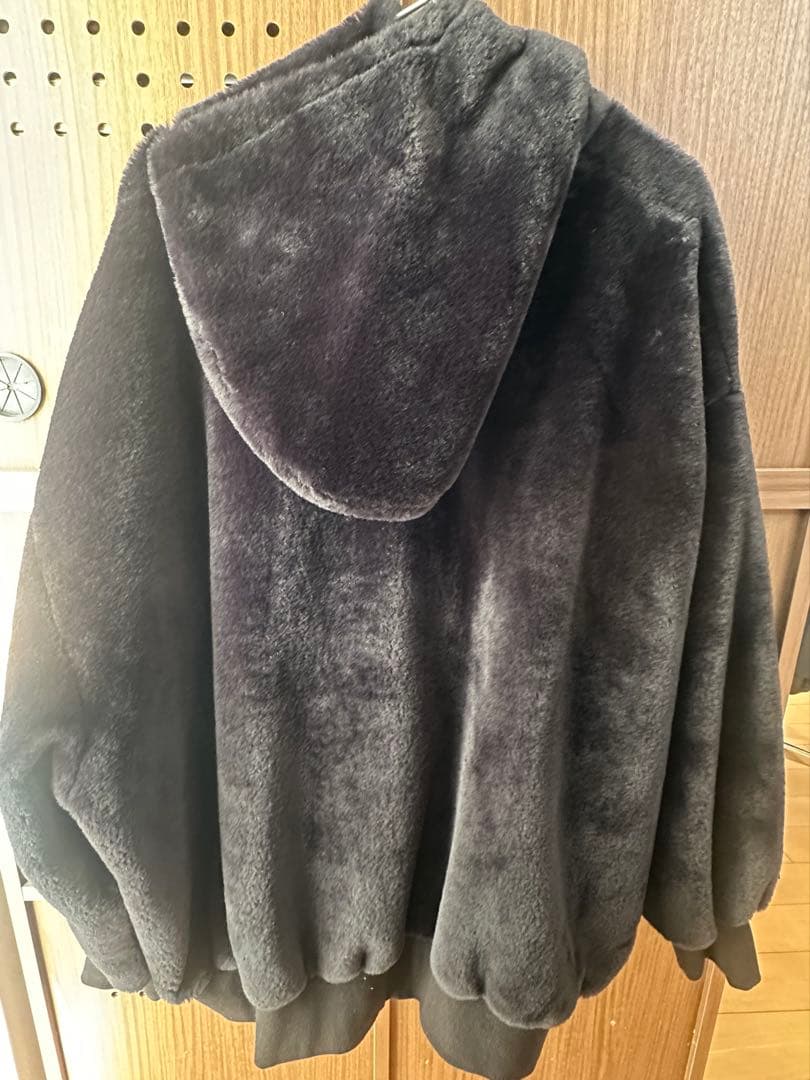 ショートファースパンキーリングジップボリュームネックフードパーカー