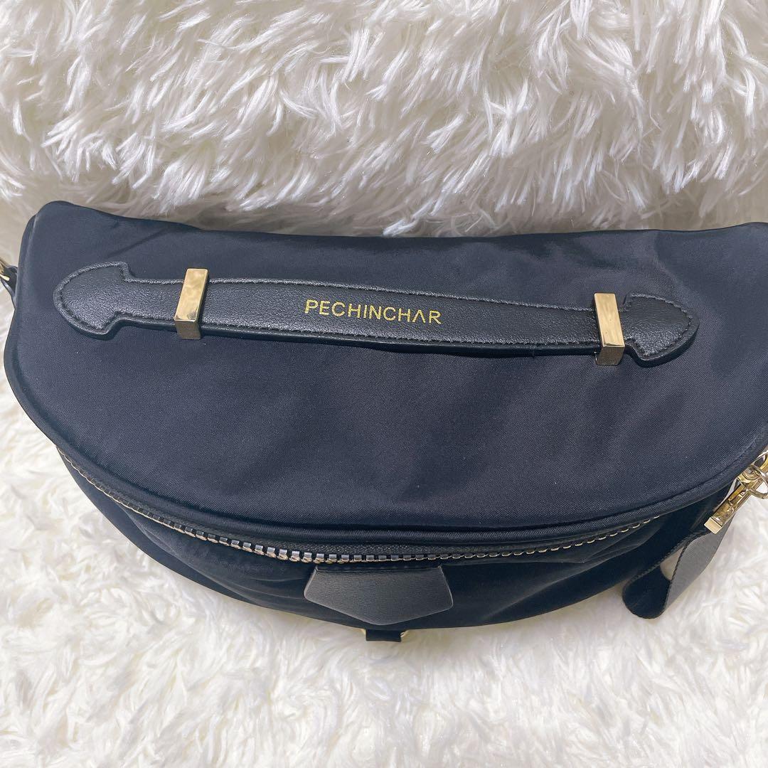 【美品】PECHINCHAR ペシンシャ メタルファスナー ショルダーバッグ 黒