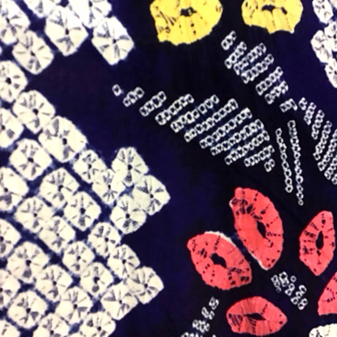 未使用☆本場有松絞り☆誂え浴衣☆藍色☆肩当て・居敷当付☆身丈159☆裄丈67