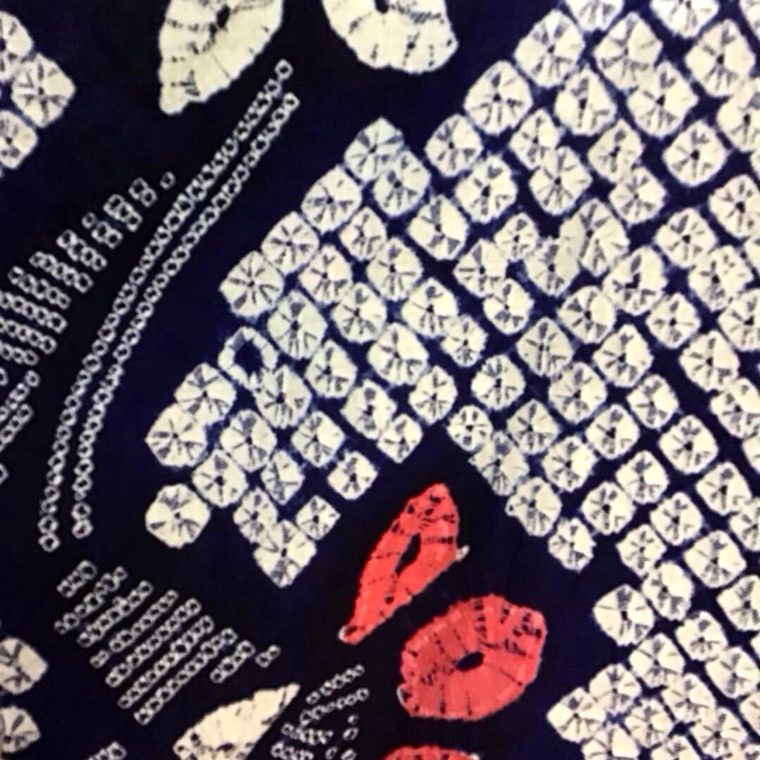 未使用☆本場有松絞り☆誂え浴衣☆藍色☆肩当て・居敷当付☆身丈159☆裄丈67