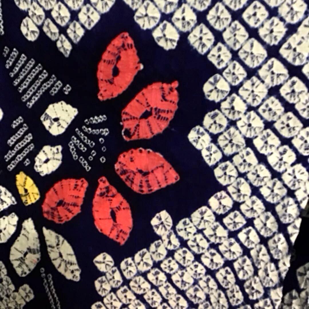 未使用☆本場有松絞り☆誂え浴衣☆藍色☆肩当て・居敷当付☆身丈159☆裄丈67