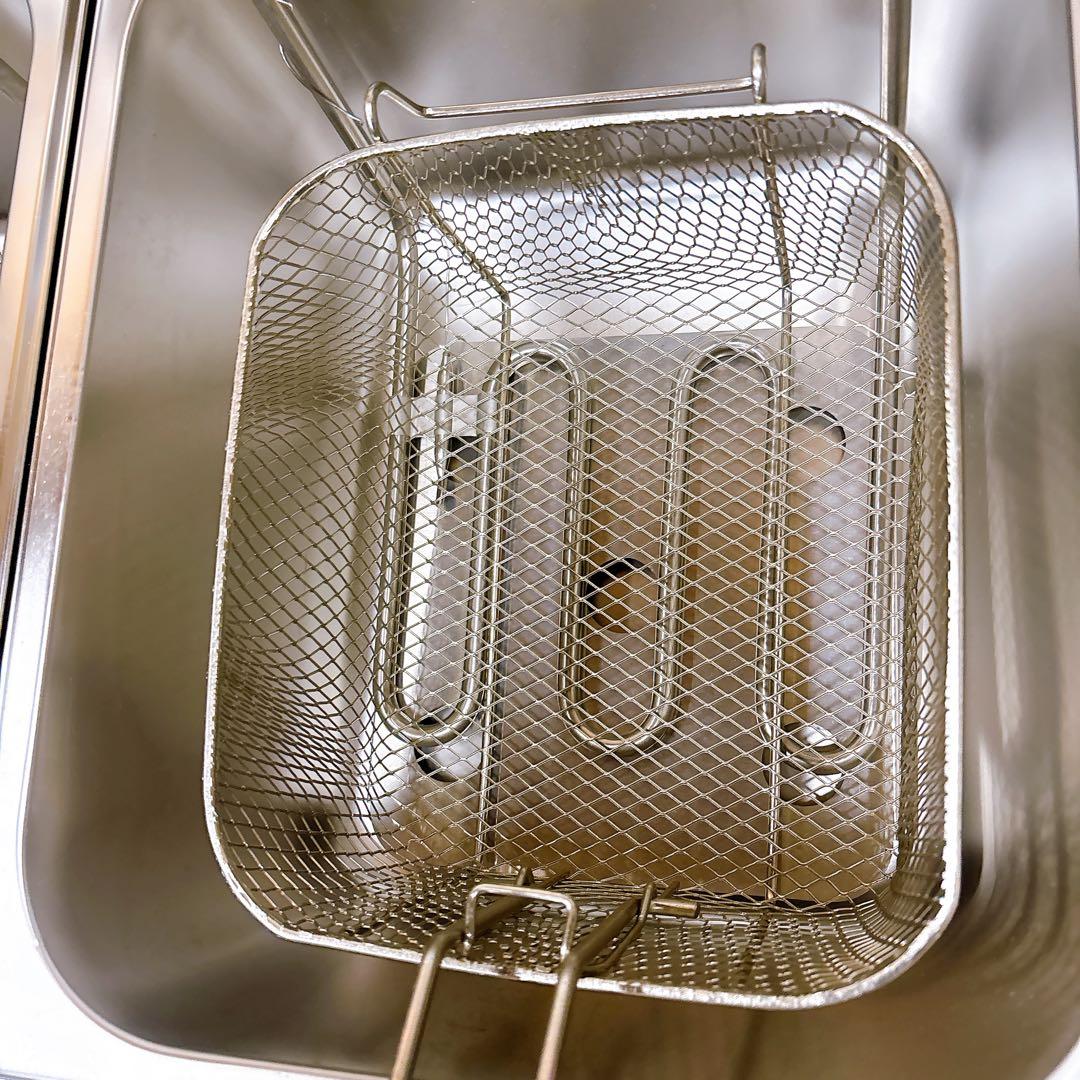 ★新品未使用★電気フライヤー ステンレス製 2槽 ２口 200℃ 業務用 家庭用