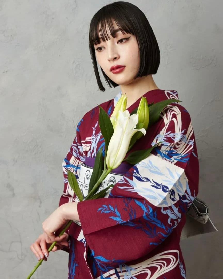 ふりふ浴衣「 NaturalFurifu 月と柳 」