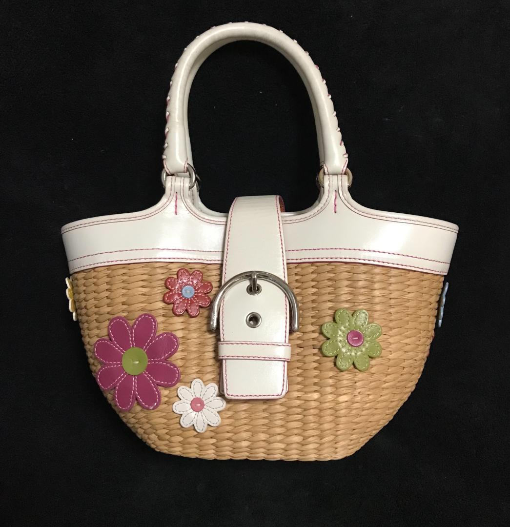 貴重 正規品 COACH コーチ ストローバッグ カゴバック 専用袋付き