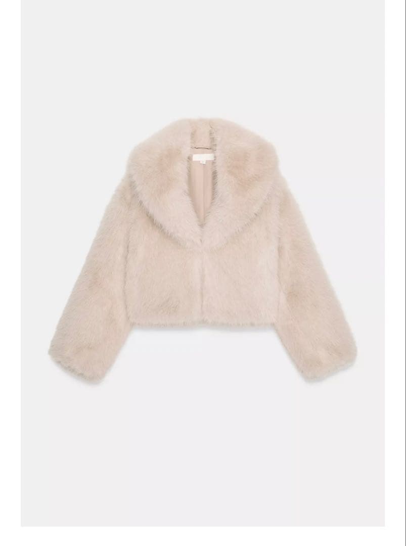 ZARA フェイクファーショートコートラペルカラー Mサイズ