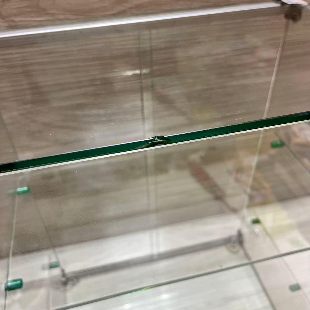 アンティーク　ガラスショーケース　グリーンガラス　３段ケース