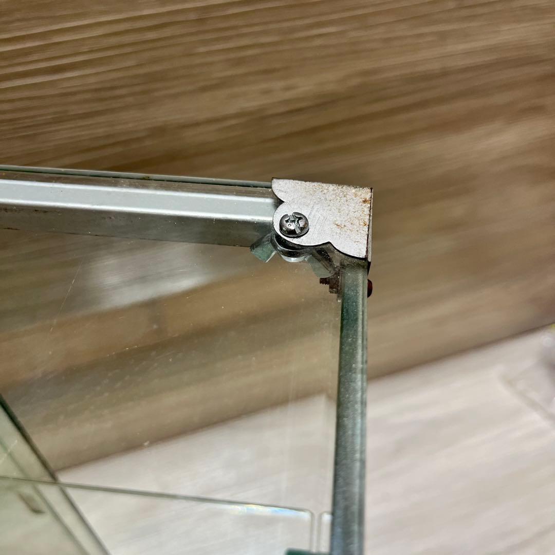 アンティーク　ガラスショーケース　グリーンガラス　３段ケース