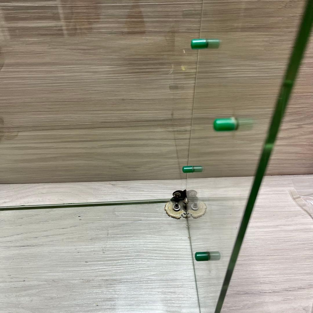 アンティーク　ガラスショーケース　グリーンガラス　３段ケース