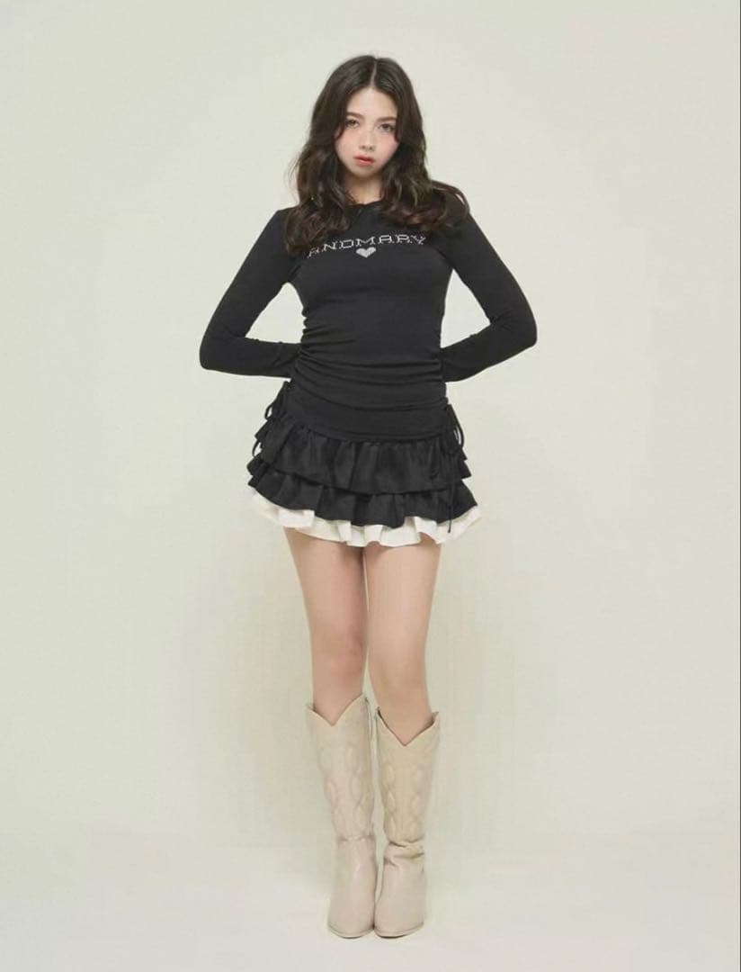 即日発送❣️ andmary Mel gather skirt black Ｍ