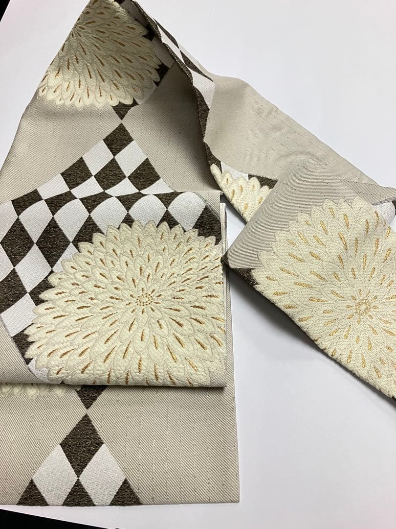 お仕立て上がり名古屋帯　新品未使用品　正絹　西陣織　No.346