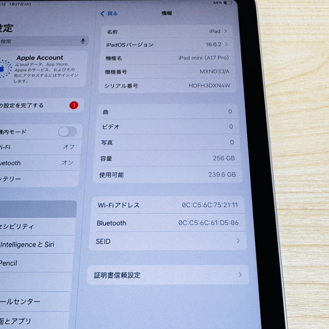 P31 超美品 iPad mini A17 Pro 256GB Wi-Fi