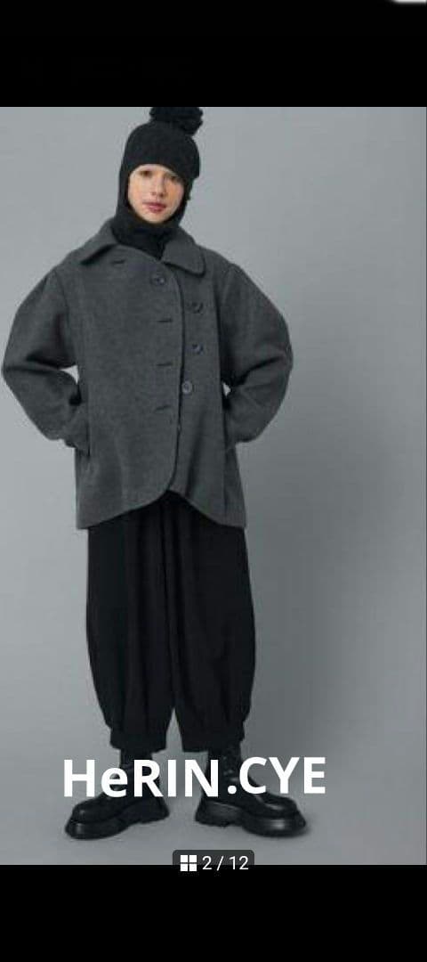 HeRIN.CYE ラウンドボディウールコートジャケット✩ステンカラー✩ブラック