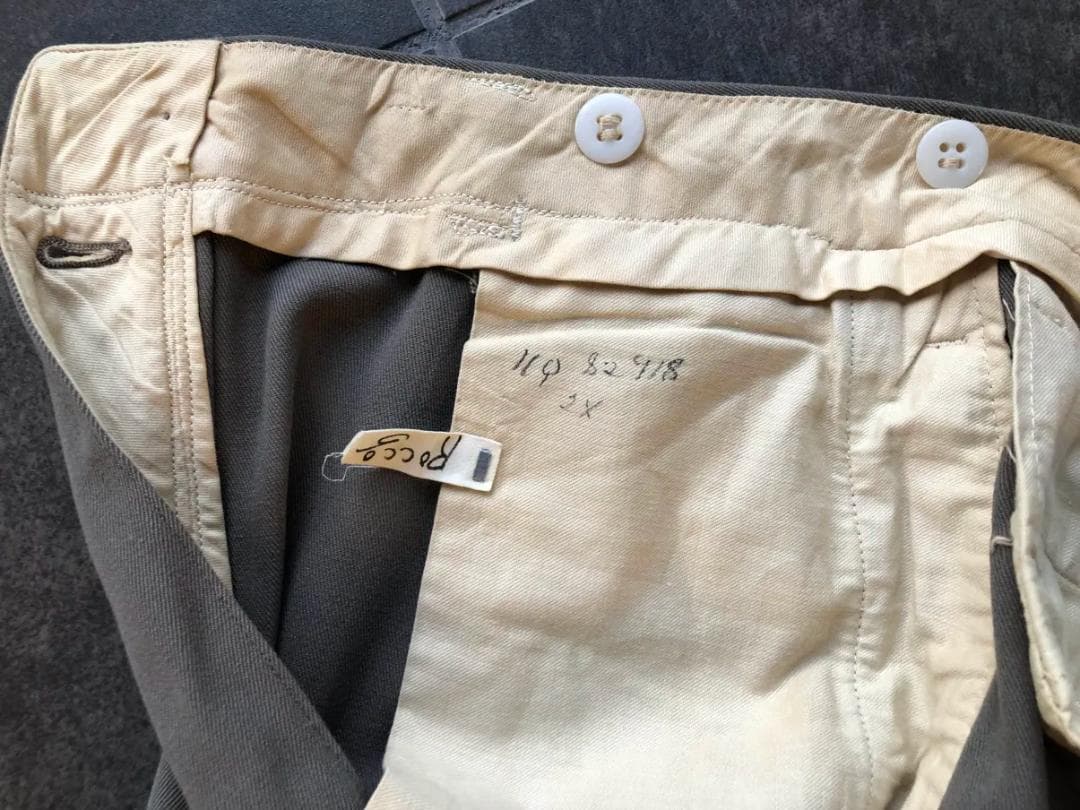 40s 50s カーキ×グレー ウール ギャバジン織り スラックス ヴィンテージ