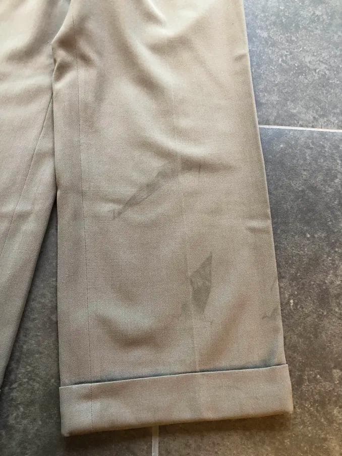 40s 50s カーキ×グレー ウール ギャバジン織り スラックス ヴィンテージ