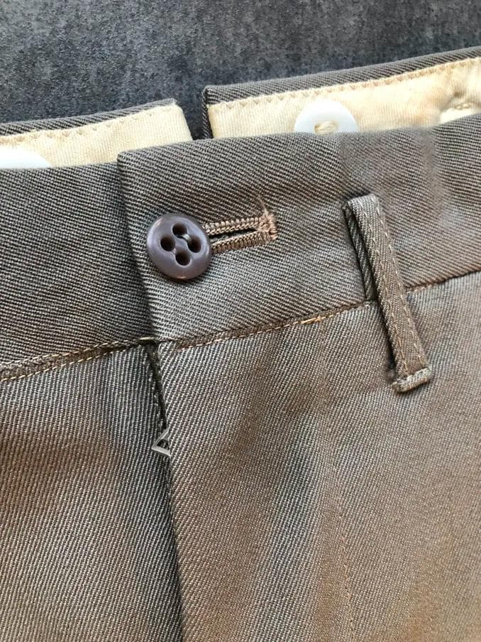 40s 50s カーキ×グレー ウール ギャバジン織り スラックス ヴィンテージ