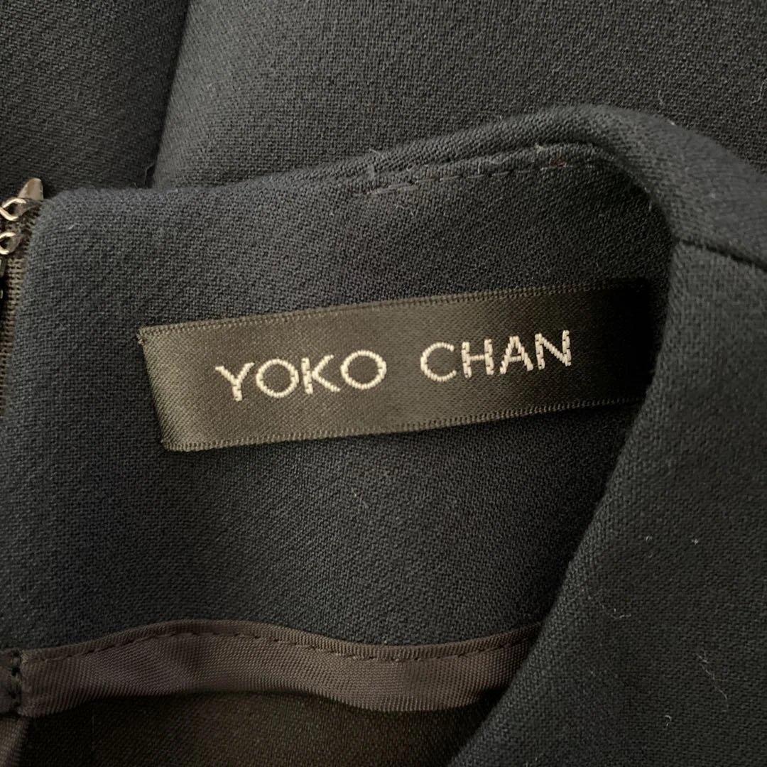 yoko chan ヨーコチャン 七分袖 ワンピース ひざ丈 ドレス ネイビー