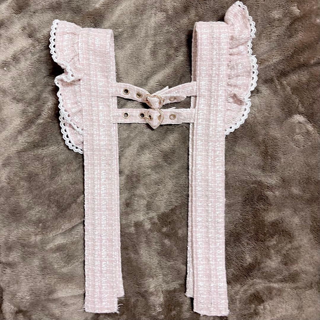 LIZLISA はしごリボンツイードティアードスカパン ピンク