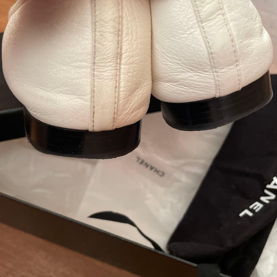 CHANEL フラットシューズ ホワイト/ブラック　37.5最終お値下げ