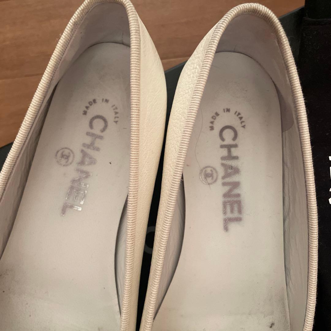 CHANEL フラットシューズ ホワイト/ブラック　37.5最終お値下げ
